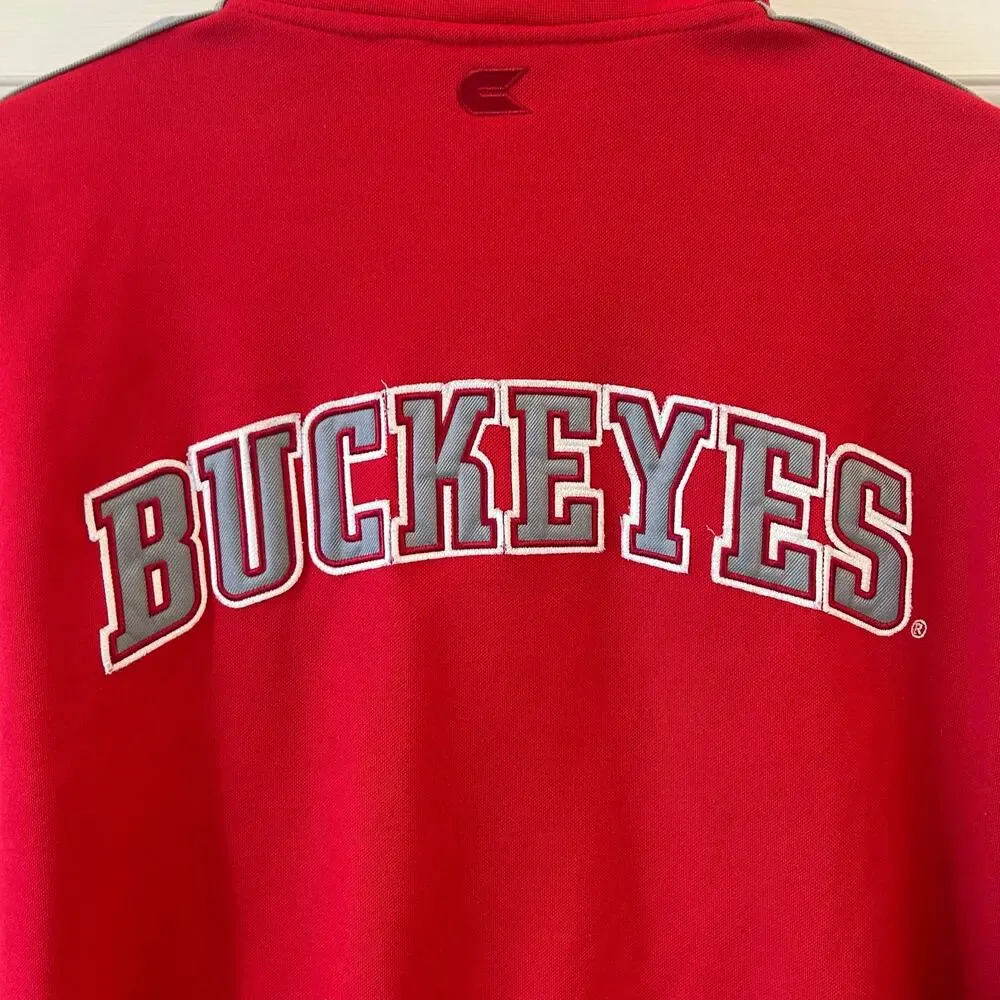 Vintage Colosseum Ohio State Buckeyes Full-Zip Track Jacket Red Gray Mens Medium